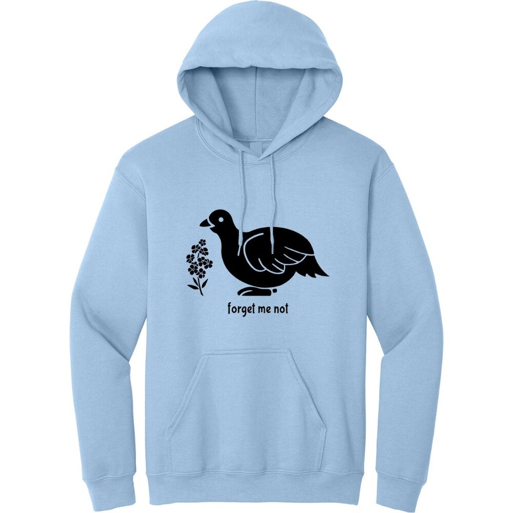 Forget Me Not Alaska Willow Ptarmigan Pullover Hoodie, Sky Blue